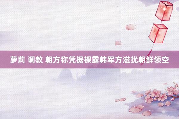 萝莉 调教 朝方称凭据裸露韩军方滋扰朝鲜领空