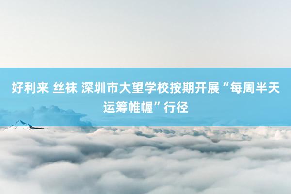 好利来 丝袜 深圳市大望学校按期开展“每周半天运筹帷幄”行径
