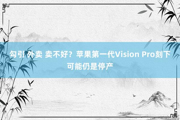 勾引 外卖 卖不好？苹果第一代Vision Pro刻下可能仍是停产