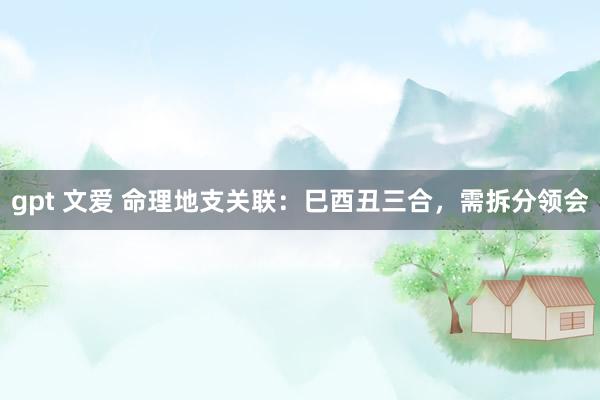 gpt 文爱 命理地支关联：巳酉丑三合，需拆分领会