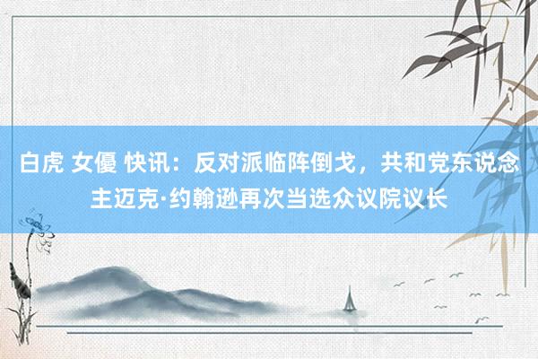 白虎 女優 快讯：反对派临阵倒戈，共和党东说念主迈克·约翰逊再次当选众议院议长