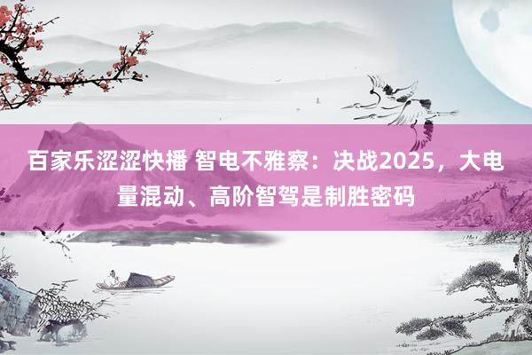 百家乐涩涩快播 智电不雅察：决战2025，大电量混动、高阶智驾是制胜密码