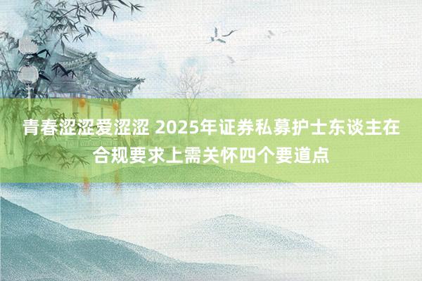 青春涩涩爱涩涩 2025年证券私募护士东谈主在合规要求上需关怀四个要道点