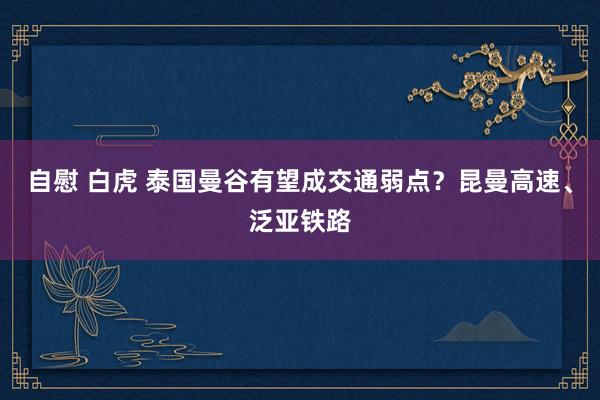 自慰 白虎 泰国曼谷有望成交通弱点？昆曼高速、泛亚铁路