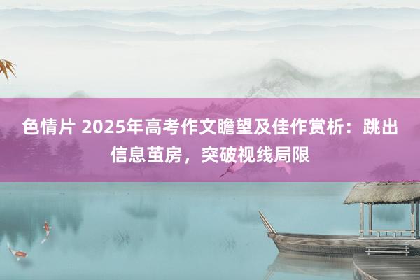 色情片 2025年高考作文瞻望及佳作赏析：跳出信息茧房，突破视线局限