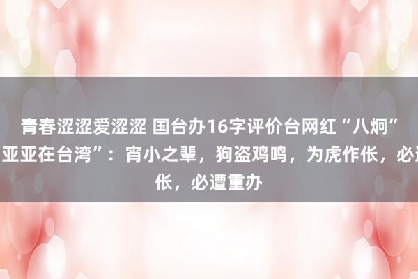 青春涩涩爱涩涩 国台办16字评价台网红“八炯”举报“亚亚在台湾”：宵小之辈，狗盗鸡鸣，为虎作伥，必遭重办