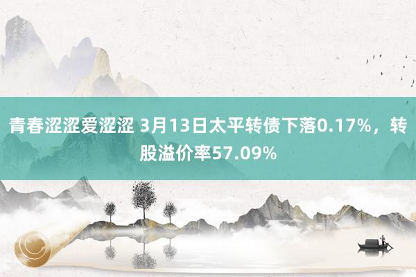 青春涩涩爱涩涩 3月13日太平转债下落0.17%，转股溢价率57.09%