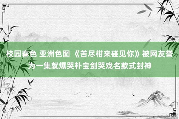 校园春色 亚洲色图 《苦尽柑来碰见你》被网友誉为一集就爆哭　朴宝剑哭戏名款式封神