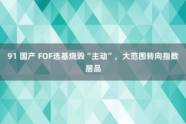 91 国产 FOF选基烧毁“主动”，大范围转向指数居品