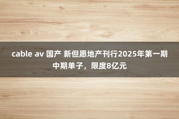cable av 国产 新但愿地产刊行2025年第一期中期单子，限度8亿元
