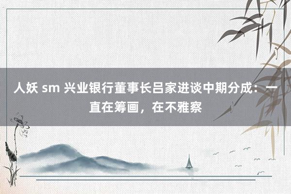 人妖 sm 兴业银行董事长吕家进谈中期分成：一直在筹画，在不雅察