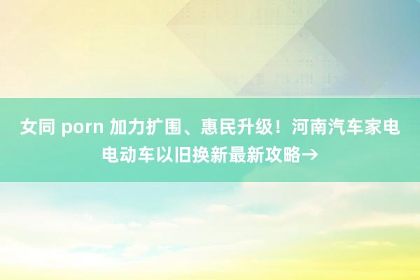 女同 porn 加力扩围、惠民升级！河南汽车家电电动车以旧换新最新攻略→