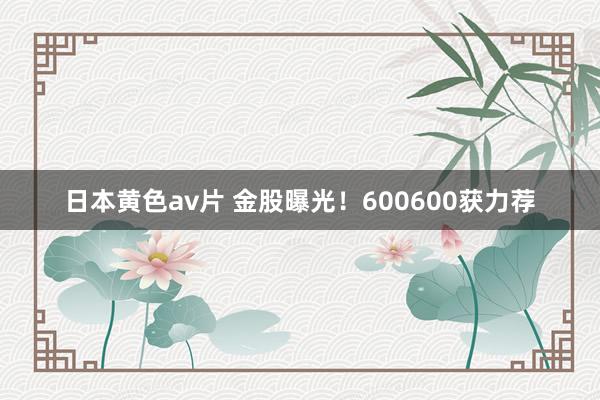 日本黄色av片 金股曝光！600600获力荐