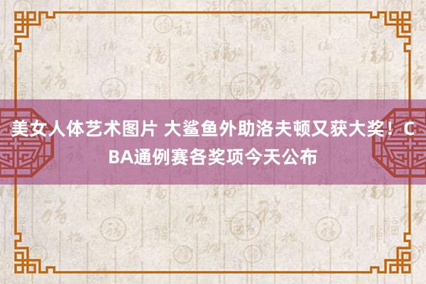 美女人体艺术图片 大鲨鱼外助洛夫顿又获大奖！CBA通例赛各奖项今天公布