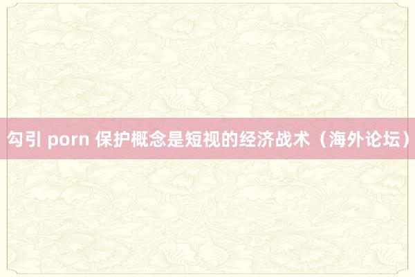 勾引 porn 保护概念是短视的经济战术（海外论坛）