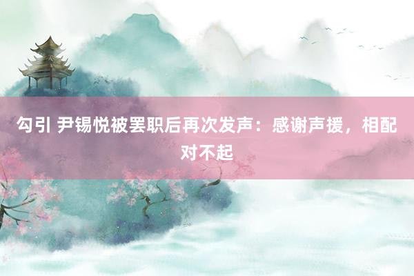 勾引 尹锡悦被罢职后再次发声：感谢声援，相配对不起