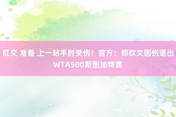 肛交 准备 上一站手肘受伤！官方：郑钦文因伤退出WTA500斯图加特赛