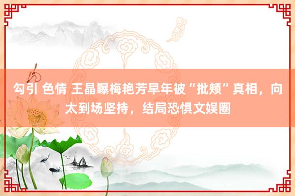 勾引 色情 王晶曝梅艳芳早年被“批颊”真相，向太到场坚持，结局恐惧文娱圈