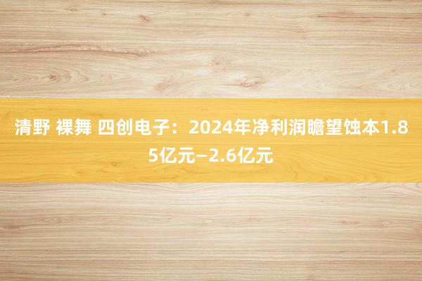 清野 裸舞 四创电子：2024年净利润瞻望蚀本1.85亿元—2.6亿元