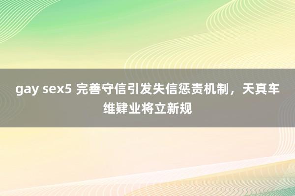 gay sex5 完善守信引发失信惩责机制，天真车维肄业将立新规