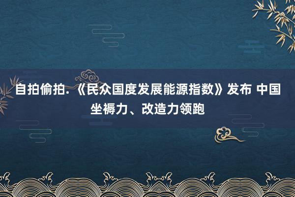 自拍偷拍. 《民众国度发展能源指数》发布 中国坐褥力、改造力领跑